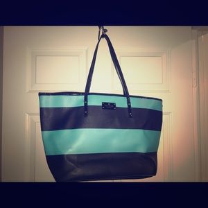 Kate Spade navy & teal travel tote